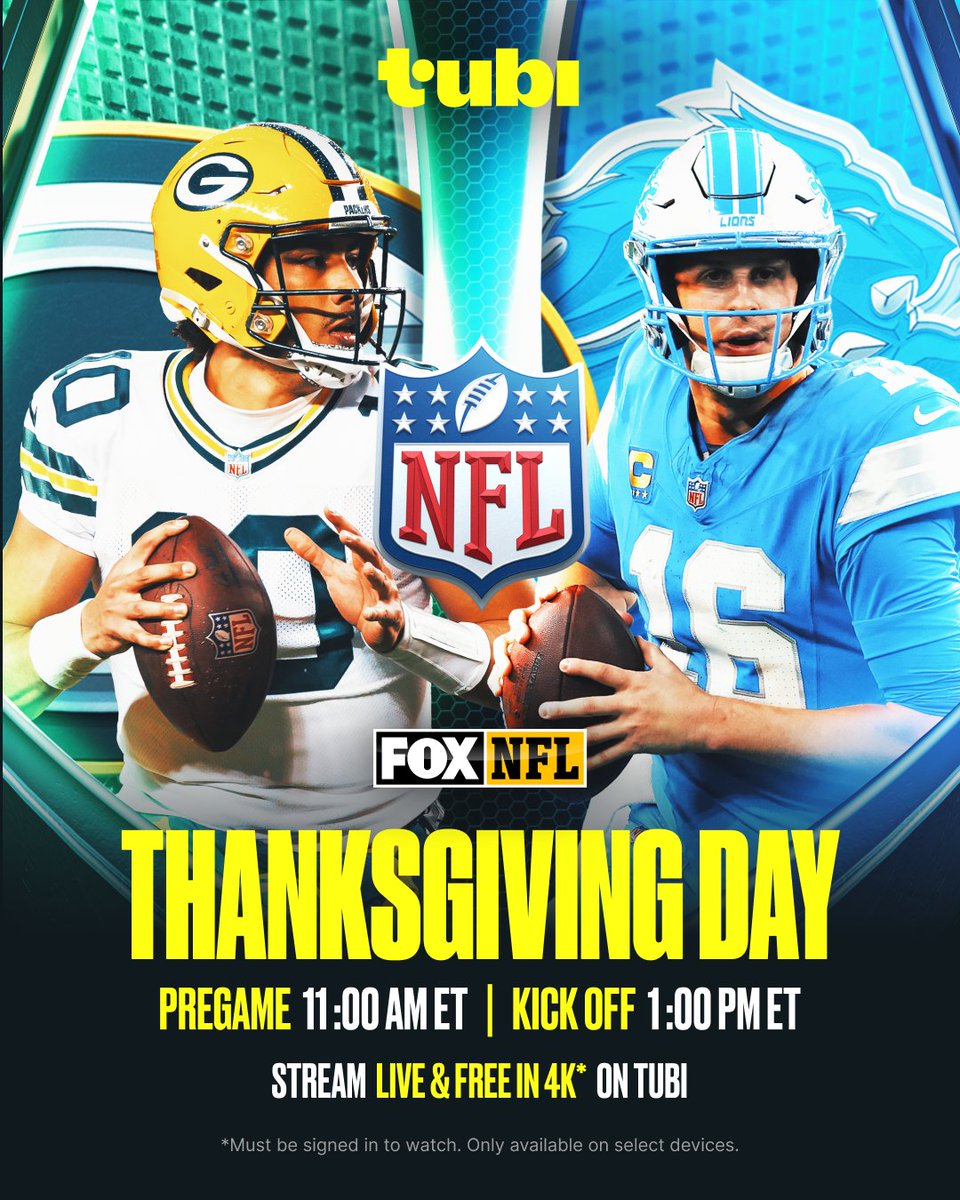 the Green Bay Packers and Detroit Lions hit the field, Jack White hits the stage 🎸

watch FREE Thanksgiving Day on Tubi tubitv.com/nfl