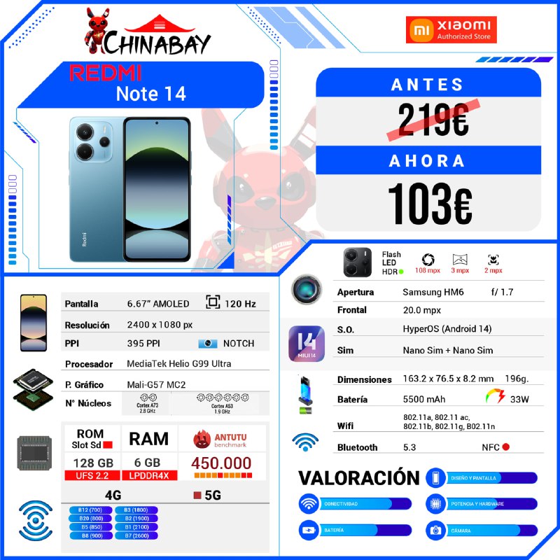ChinaBay_deals's tweet image. 🟢¡¡ PRECIO MINIMO !!

🧡Redmi Note 14 4G  
💶 Precio: 103.91€  
📝 Cod. Promo: BFES15  
🌐 Comprar aquí: chinabay.pro/48vEIDQ  

🕳 ROM: 6 GB | ROM: 128 GB  
♨️ GLOBAL Version  

#RedmiNote14 #Xiaomi #SmartphoneDeals #Tecnologia #OfertasOnline