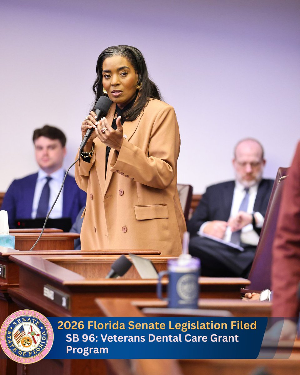 Barbarasharief's tweet photo. 💙 SB 96 – Veterans Dental Care Grant Program expands access to essential dental services for veterans across Florida by updating the program’s purpose and securing dedicated funding. Our veterans deserve care they can count on. 🌿🦷
#SB96 #Florida #Veterans #FLLeg #fyp @everyone https://t.co/OCONpUBa1L
