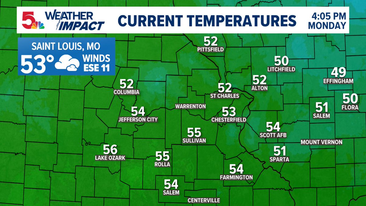 scottontvKSDK's tweet image. Here&apos;s a look at your afternoon temps around the #STL area Forecast at ksdk.com/weather #stlwx #ksdkwx
