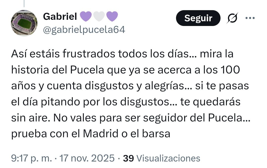 Ya sabéis, si no os gusta la situación, haced lo que dice este auténtico disminuido: haceros del Madrid o Barsa.