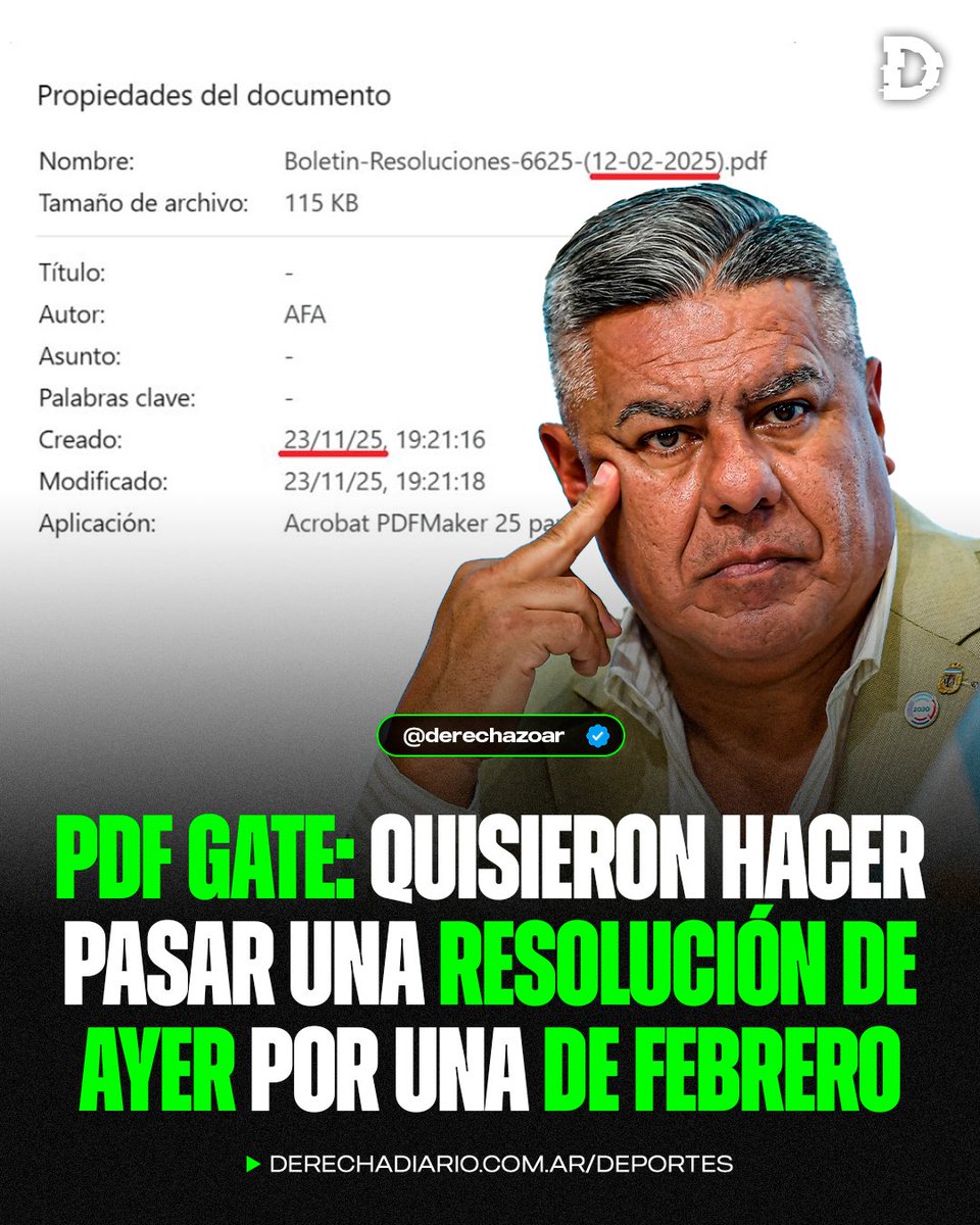 derechazoar's tweet image. 🇦🇷🚨 #URGENTE EL PDF GATE SACUDE AL FÚTBOL ARGENTINO

‼️ El Boletín N° 6625 con fecha del 12 de febrero de 2025, que servía de excusa para sancionar a Estudiantes por el &quot;espaldazo&quot; en el pasillo de campeón, fue publicado ayer DESPUÉS DEL PARTIDO.