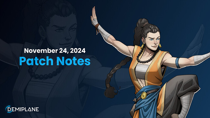 DemiplaneRPG's tweet image. Time for a Patch Update (right before your holiday fun!) 

🦃 NEXUS Platform bug fixes for Cosmere, Cyberpunk RED, DC20, Pathfinder, Starfinder, and Daggerheart!

Read up here: forums.demiplane.com/t/11-24-25-man…