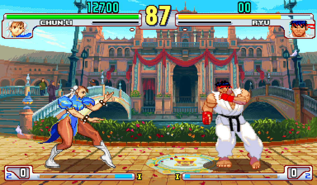 Seville (Spain) stage in Street Fighter #pixelart #ドット絵  #StreetFighter #arcade #capcom