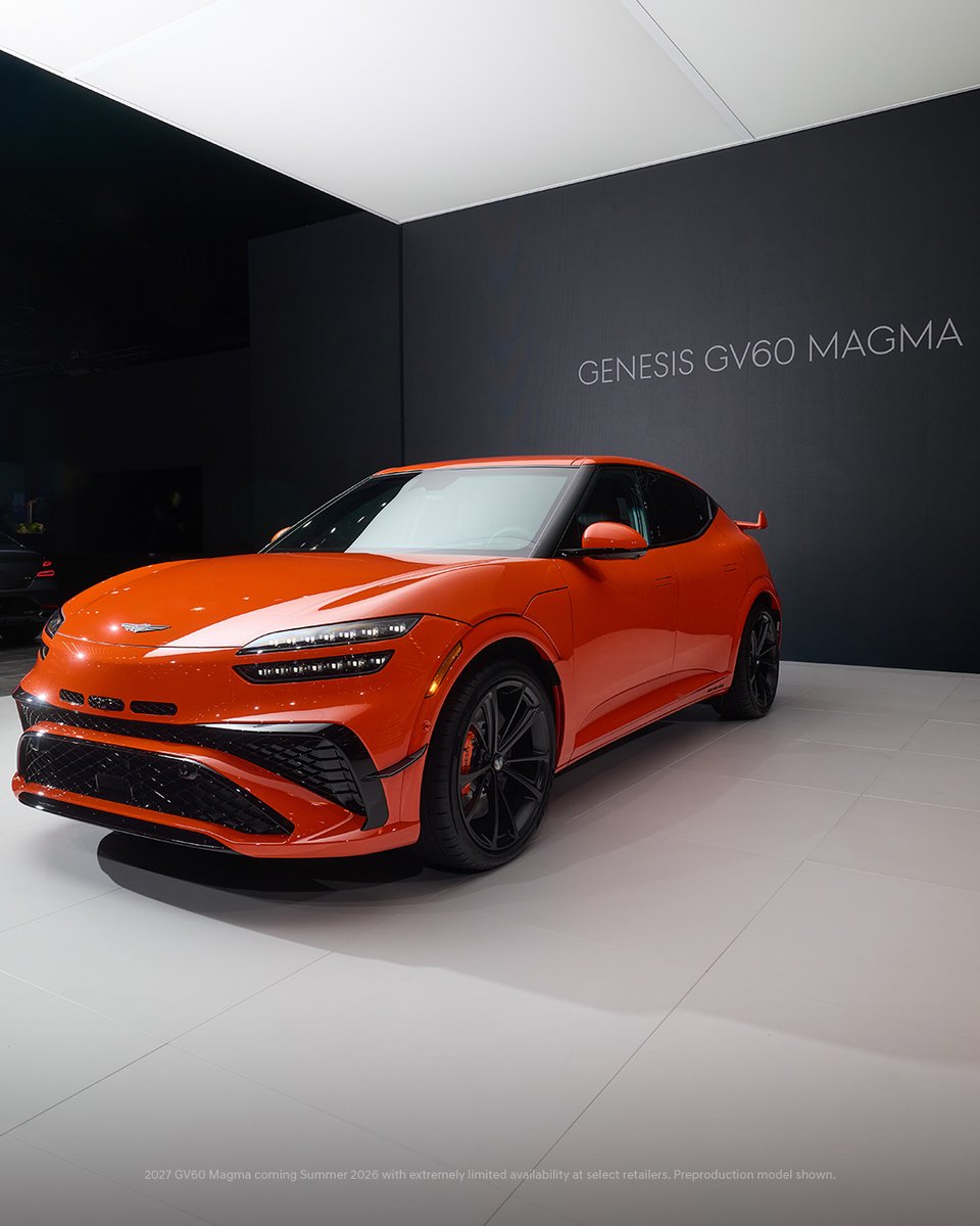 GenesisUSA's tweet image. Maximum precision, high-performance. The 2027 GV60 Magma. See it up close at the LA Auto Show. 
#GenesisUSA #LAAutoShow