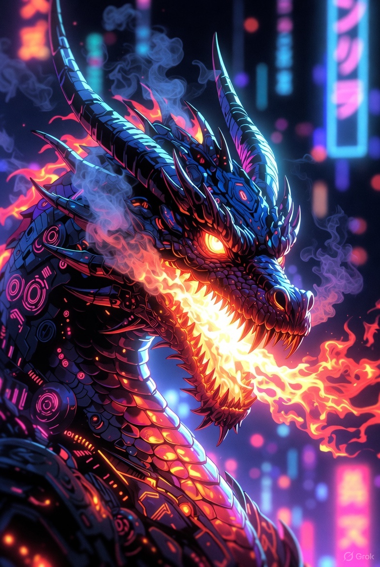 sabine_fauth's tweet image. Neon shadows roar,
Cyber dragon&apos;s fire ignites,
Power scorches night.
#cyberpoet 
#Neonrebellion
#cyberpunk