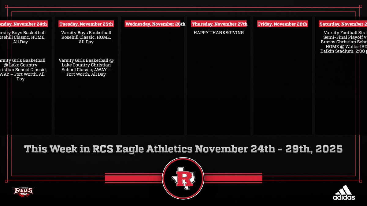 RCS__Athletics's tweet image. This Week in RCS Eagle Athletics
November 24th - 29th
 
#WeRrosehill #EagleStrong #GoEagles 🦅