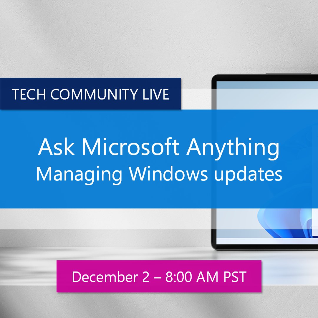 MSWindowsITPro's tweet image. Join this AMA session and get clarity on:

✔ When, why, and how to use Windows Autopatch
✔ Hotpatch updates
✔ Controls, compliance, and reporting

📅 Sign up: msft.it/6012tnwrm