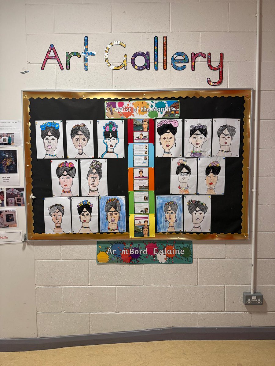 Ms. Quinn's 2nd Class portraits by Frida Kahlo. 🖌️🎨