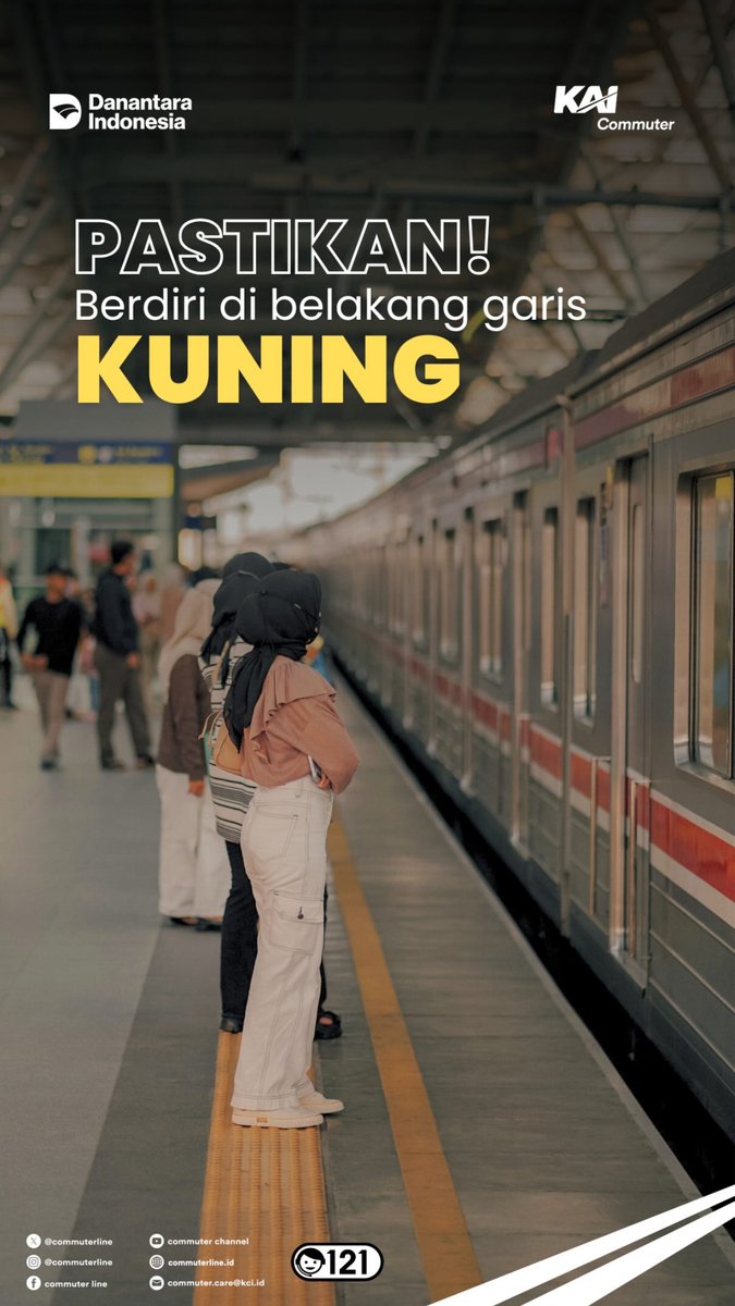 CommuterLine's tweet image. Pastikan #RekanCommuters berdiri di belakang garis aman (garis kuning) yang telah ditentukan saat menunggu Commuter Line di peron sesuai tujuan.

#GayaGenerasiUrban