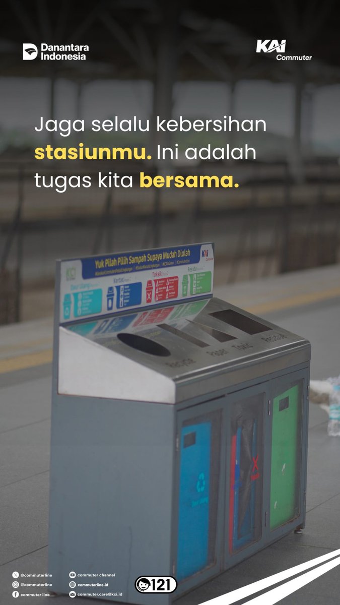 CommuterLine's tweet image. Selalu jaga kebersihan di Commuter Line dan area stasiun ya #RekanCommuters, buang sampah pada tempat yang sudah disediakan sesuai dengan jenisnya di stasiun.

#GayaGenerasiUrban