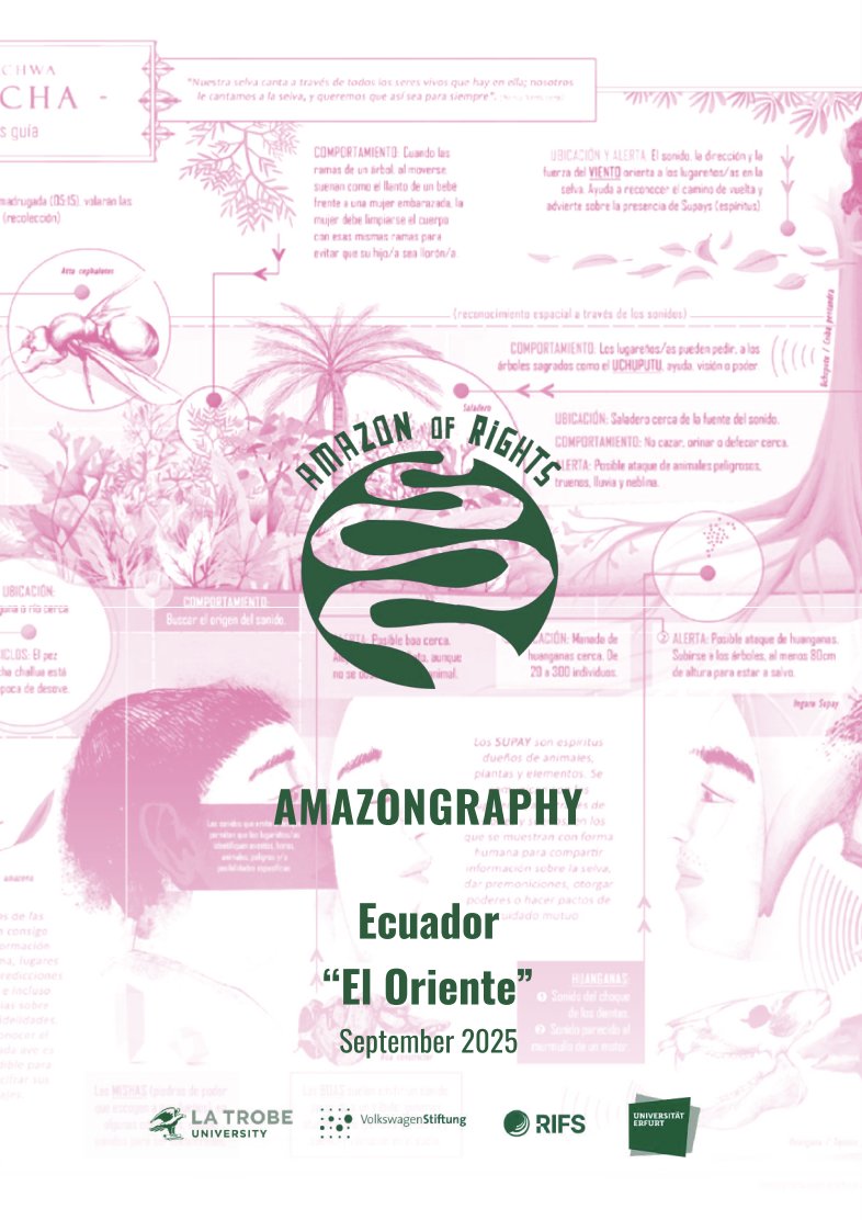García Ruales, Jenny, Andrés Martínez Moscoso, and Holger Cisneros. Amazongraphy Ecuador “El Oriente”. Edition Amazon of Rights Project, September 2025. Available from:  amazonofrights.com/media/pages/co…