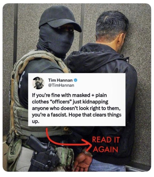 marlene4719's tweet photo. @Sec_Noem Hey cupcake when you have thugs wearing masks and brutally scooping up and kidnapping people off the streets based on the colour of their skin, you are a Gestapo fascist regime. https://t.co/UaByaGM5G6