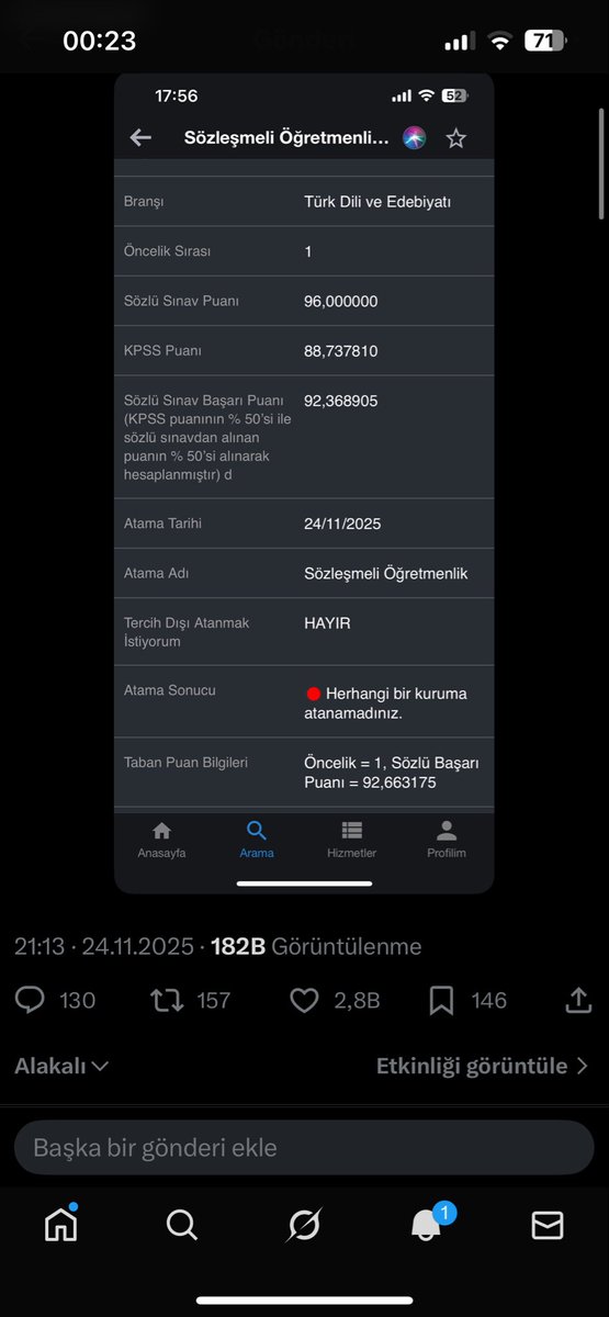 hizarcihilal's tweet image. 92.368 puanla atamam yapılmadı. Yıl: 2025, Kasım’ın 24’ ü ve biz unutmayacağız, Tarih de unutmasın!