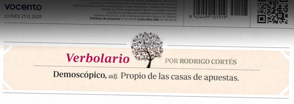 Verbolario's tweet image. «Demoscópico»; 17/nov/2025: voz n° MMMDCCXL @rodrigocortes