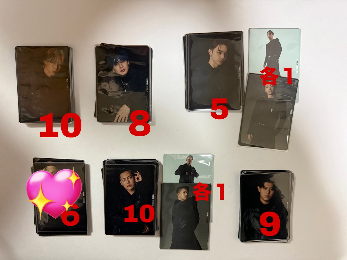 besty_932's tweet image. BMSG COMPLETE FILE
BE:FIRST BE:ST トレカ　交換

（譲）画像のもの

（求）コンプリートファイルは同種シュントのみ、BE:STトレカは同種もしくは過去トレカ（Ms、Mp、GRIT、スペクラ、空以外）

纏めての交換優先させて頂きます🌼
郵送希望です。よろしくお願い致します🍒
#BMSG交換  #BEFIRST交換