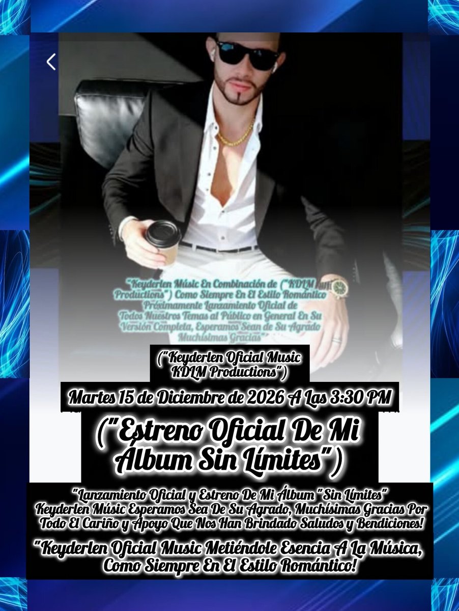 KeyderlenM's tweet image. &quot;Lanzamiento Oficial y Estreno De Mi Álbum &quot;Sin Límites&quot; Keyderlen Músic Esperamos Sea De Su Agrado Muchísimas Gracias Saludos y Bendiciones!