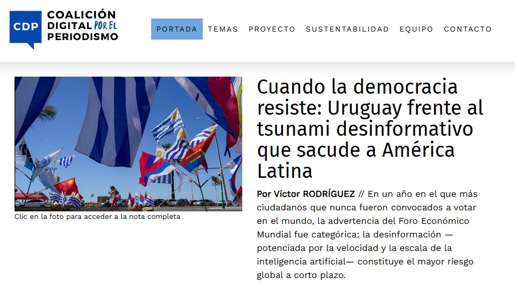 NUEVO 🇺🇾 Una investigación liderada por Sofía Montero (Universidad de Montevideo), Jordi Rodríguez-Virgili y Carmen Beatriz Fernández (Universidad de Navarra) ofrece una lectura excepcional sobre el comportamiento de la desinformación en un país cuya singularidad institucional lo