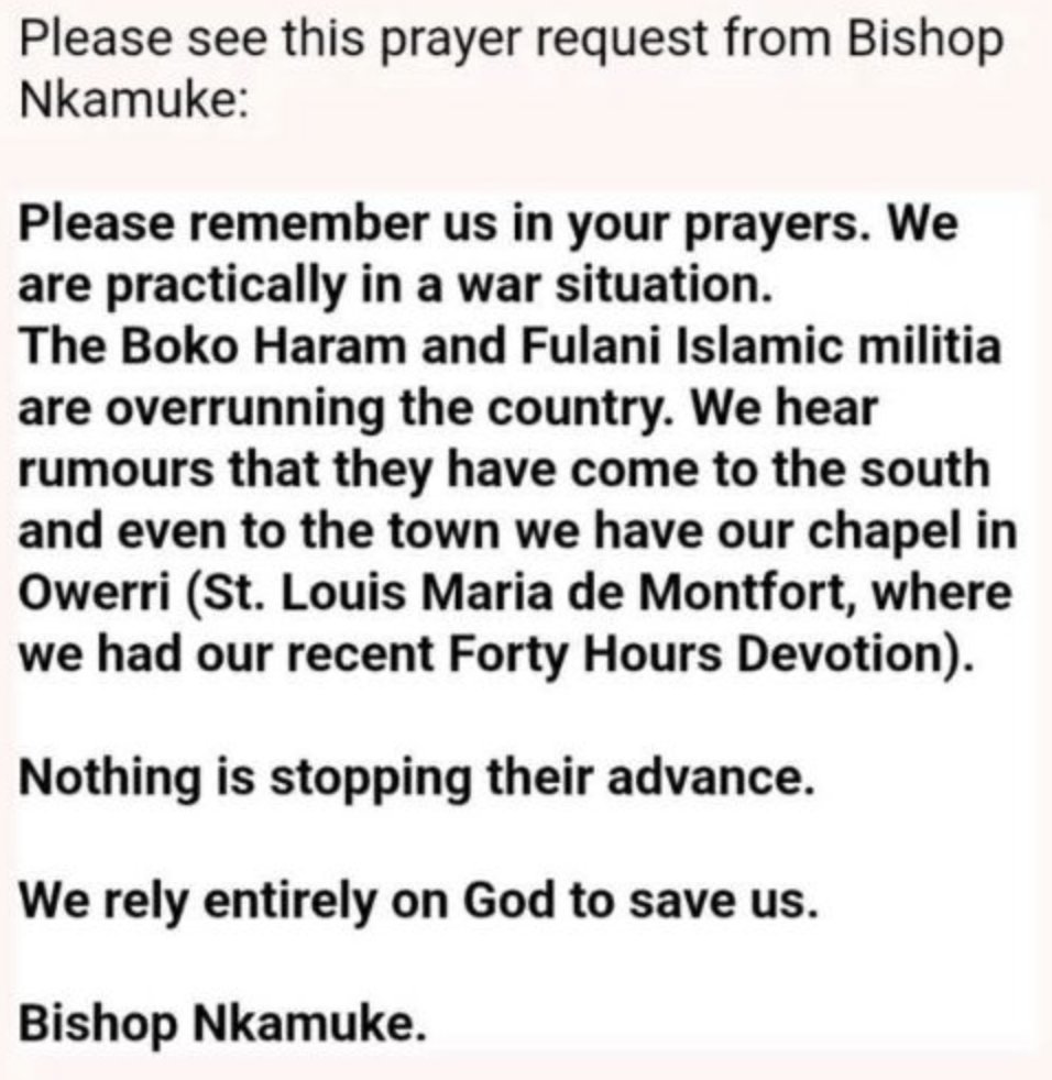 NovusOrdoWatch's tweet image. Please pray for the faithful in Nigeria! God bless and protect Bishop Nkamuke @FrNkamuke, his priests, seminarians, and lay faithful. May He grant them all the graces they need, especially fortitude and final perseverance!