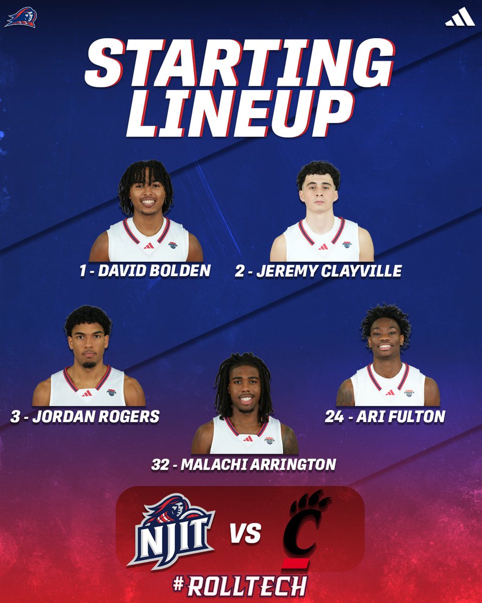 NJITHoops's tweet image. Starting lineup tonight in Cincy.

#UNITY | #RollTech⚔️