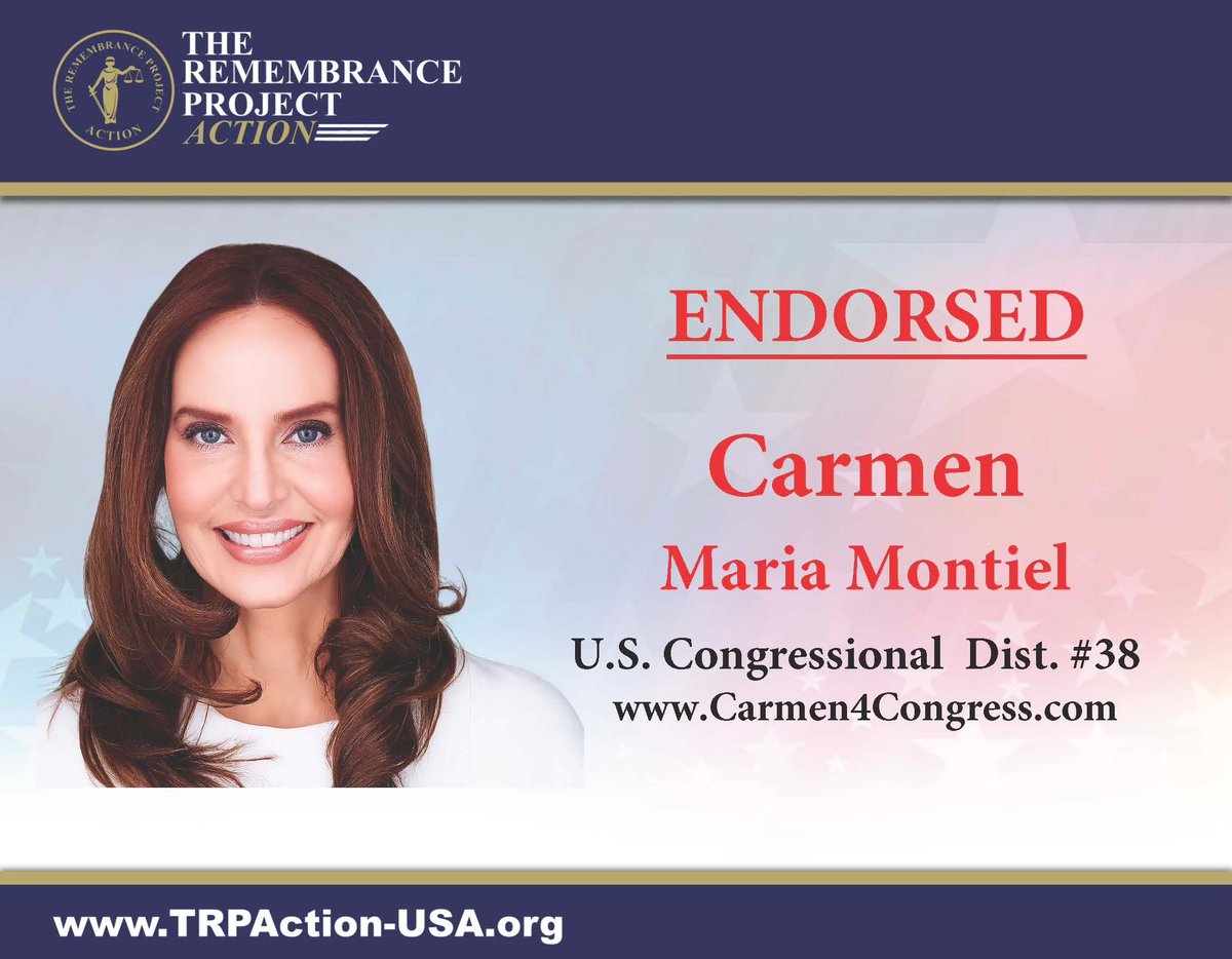 📢 Endorsement Announcement

I am deeply honored to announce that The Remembrance Project has officially endorsed my campaign for U.S. Congress in Texas’ 38th District.

The Remembrance Project has long been a voice for American families who have suffered unimaginable loss due to