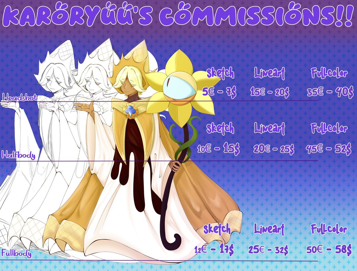 karoryuu's tweet photo. Hiyaa!! Reposting my comms sheets because I'm kinda in a rush to make money 💔
Both base Artstyle and #TWEWY Artstyle comms are open and discounted by a 30% Just DM me if you're interested! (VGen is also available!)
For more infos, here's my carrd: https://t.co/cVEqImT9jt <3 https://t.co/x1YJEZ721g