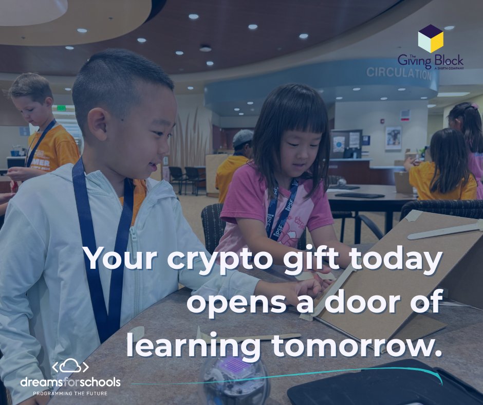 DreamsforSchool's tweet image. Crypto donations make it possible for us to offer FREE STEAM programs to underserved youth. Let’s build brighter futures together. @TheGivingBlock 
🔗 dreamsforschools.org/donatecrypto/
#STEMForAll #DonateCrypto