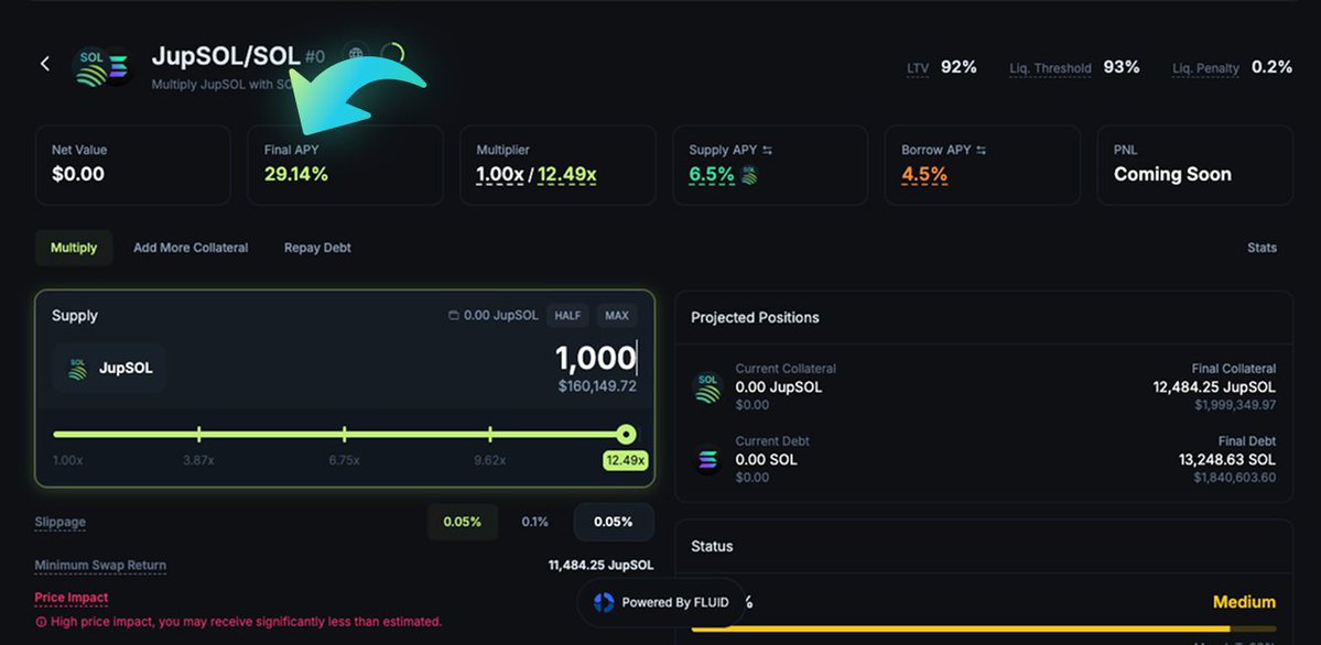 Jupiter Lend에서 Multiply 포지션을 생성하는 단계별 가이드