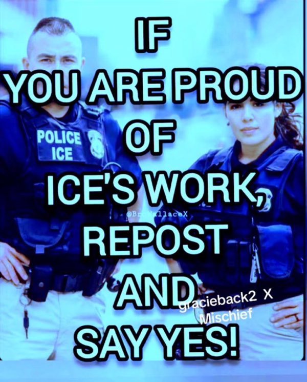 gracieback2's tweet image. Are you proud of ICE? 

I sure am!