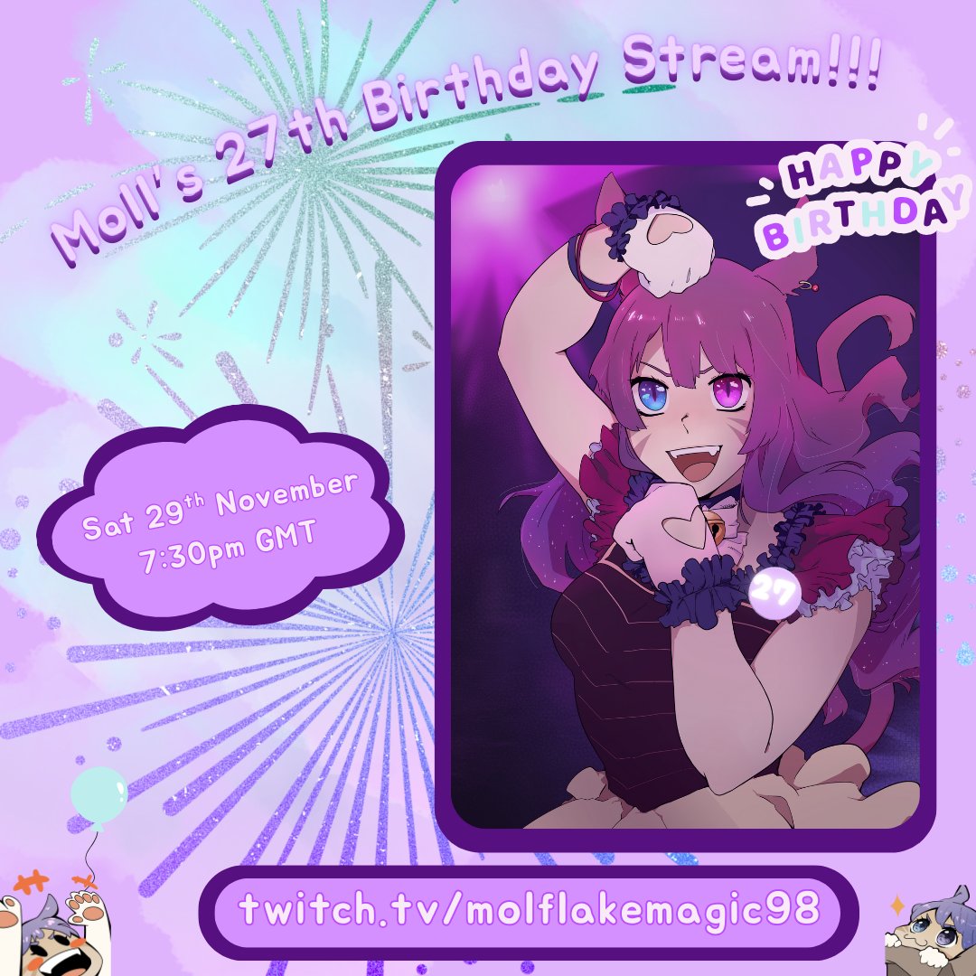 MolflakeMagic98's tweet image. It's that time of year again, my level up is pending and it's party time in the Magic House!! 

Saturday 29th November at 7:30pm GMT, I hope to see you all thereeeee! &amp;lt;3 

twitch.tv/molflakemagic98
#Twitch #TwitchAffiliate #BirthdayStream