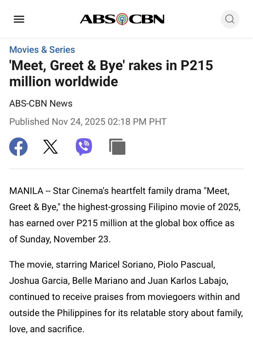 over Php 215M !!!! Congratulations Direk Cathy, Ms Maricel, Papa P, Joshua, Belle and juan karlos 👏🏻👏🏻👏🏻 

Still showing worldwide !!!