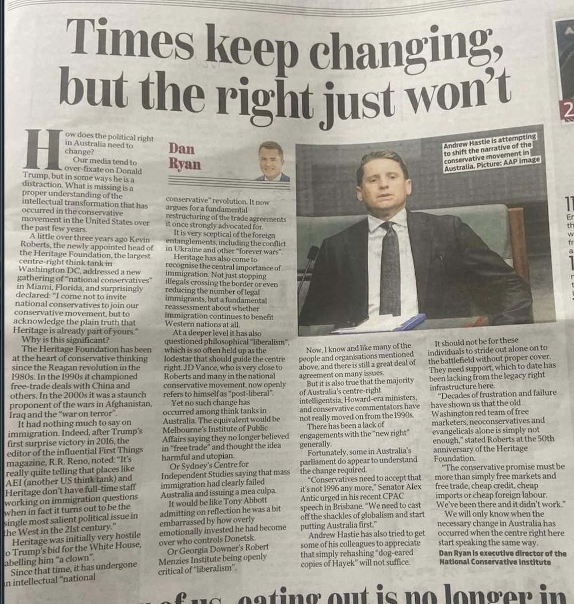 danryanonline's tweet image. My piece which appeared in various News Ltd papers today on how the legacy right in Australia need to change @dailytelegraph @NatConOz