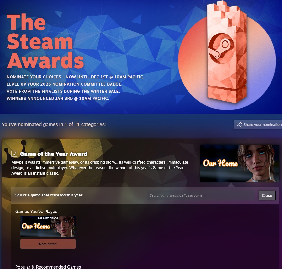 I did my part; now it's your turn! 😁

#steamaward #steam