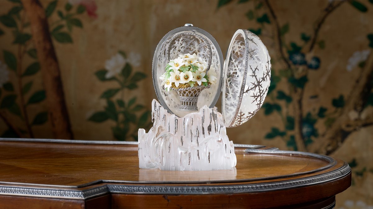 ファベルジェ インペリアルイースターエッグ風 オルゴール 白鳥 (17cm