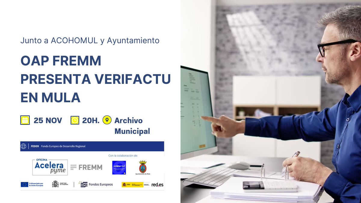 fremm_es's tweet image. 💻 Los empresarios de Mula tienen una cita con @Acelerapyme, adscrita a @fremm_es y abierta a todos, @acohomul y @Aytomula para conocer los nuevos sistemas de facturación.  
ℹ️acortar.link/vW47aC
@redpuntoes
#FEDER #OficinasAcelerapyme #Acelerapyme #transformaciondigital