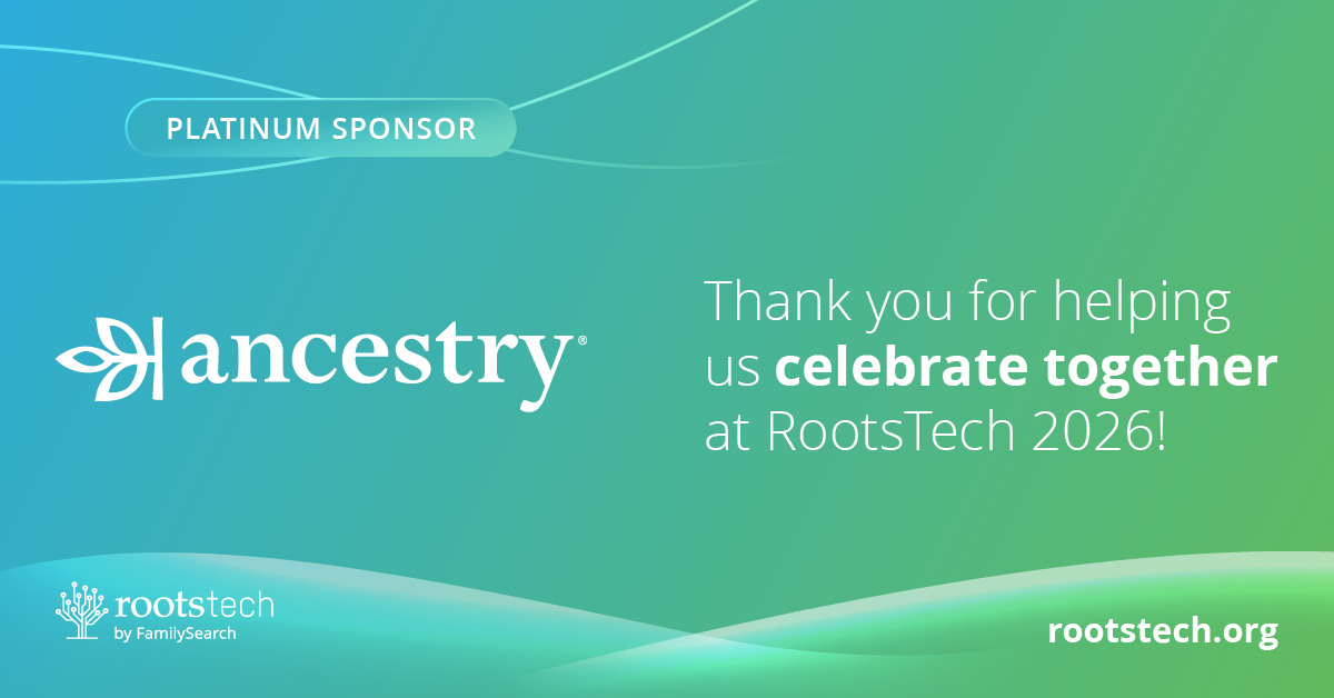 RootsTechConf's tweet image. Ancestry is back as a Platinum Sponsor at RootsTech 2026! Their support helps make the gathering of our community—both in Salt Lake City, Utah, and virtually worldwide—a highlight each year.

Join Ancestry’s Corporate Genealogist, Crista Cowan, on December 2 for a social…