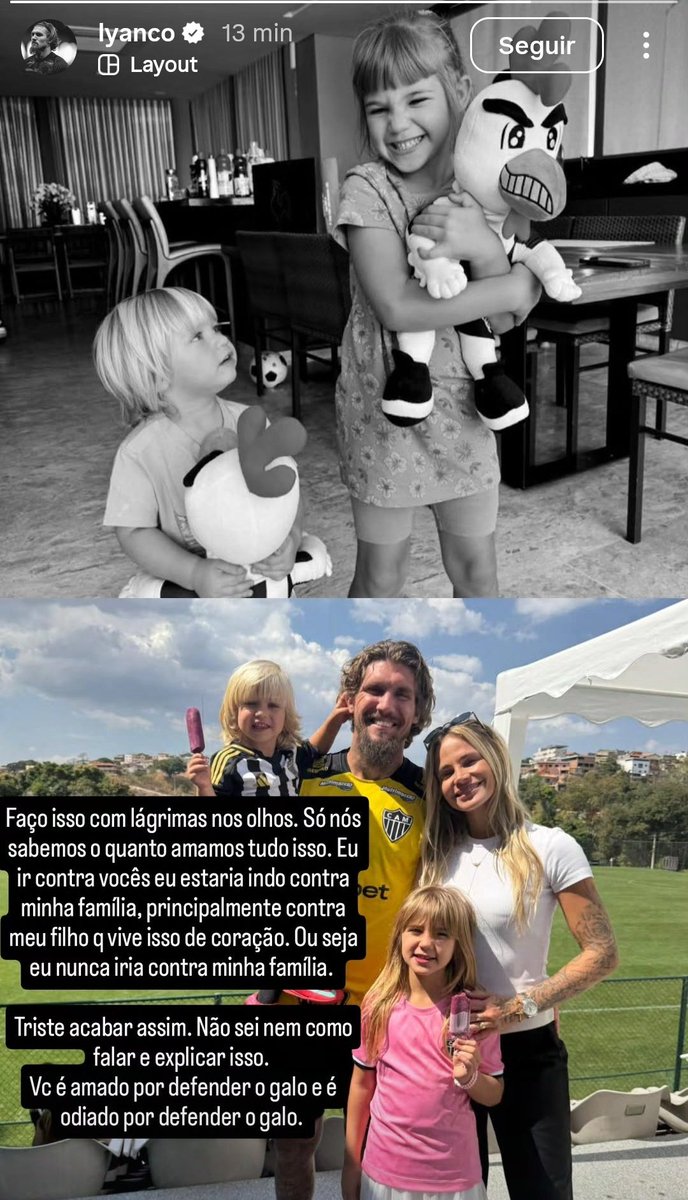 Falagalo13's tweet photo. 🚨 Em seu Instagram, o zagueiro Lyanco fez mais um pronunciamento.

"Você é amado por defender o Galo e é odiado por amar o Galo..."

#FalaGalo