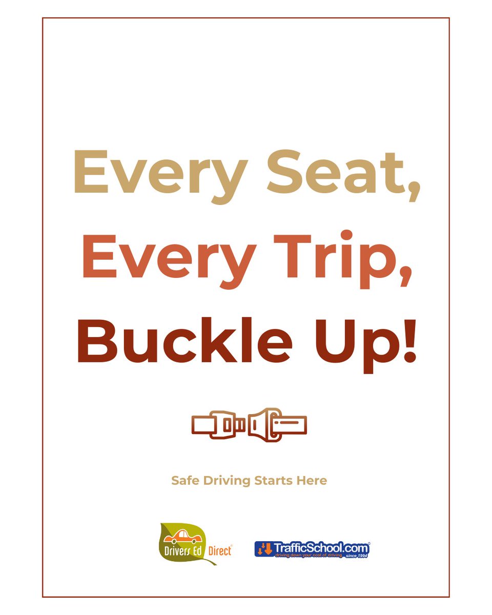DriversEdDirect's tweet image. During Thanksgiving weekend 2023, 309 passenger vehicle occupants lost their lives in crashes across the U.S. and 44% of them weren’t wearing seat belts. Even a short drive can be deadly. Wearing a seat belt is the simplest way to protect yourself and your loved ones on the road.