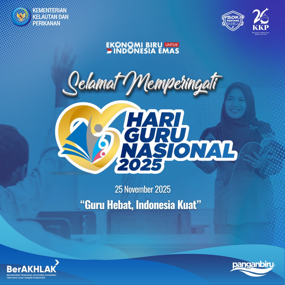 Selamat memperingati Hari Guru Nasional!Terima kasih atas dedikasi dan pengabdian para guru dalam mencerdaskan generasi bangsa. Jasamu tak ternilai, membimbing dan menginspirasi. "Guru Hebat Indonesia Kuat."
#HariGuruNasional
#PSDKPAmbon
#PILARPSDKP
#ASNBerAHKLAK