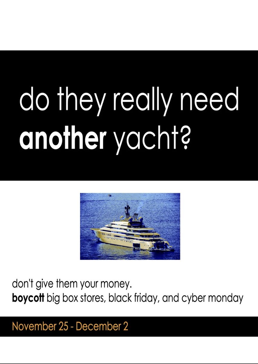 ATLCWorker's tweet image. Don&apos;t give them your money.
Boycott big box stores, black Friday, and cyber Monday.