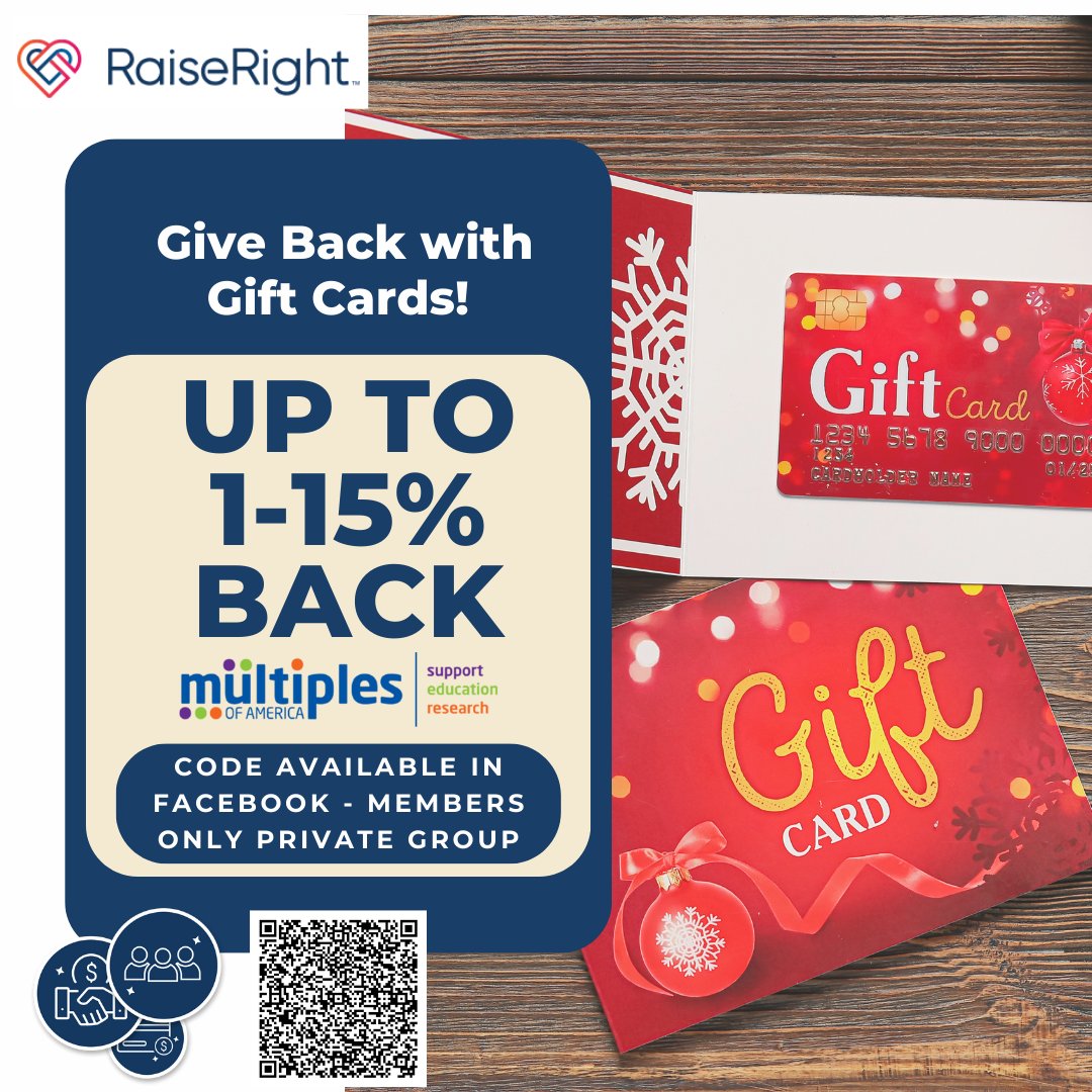 MultiplesUSA's tweet image. With RaiseRight, you can support Multiples of America! RaiseRight offers gift cards from over 750 retailers. ✨ Multiples of America earns back from each order. raiseright.com/shop  Enrollment Code: Available in Private Members Only FB Group. #SupportMOA #MultiplesofAmerica