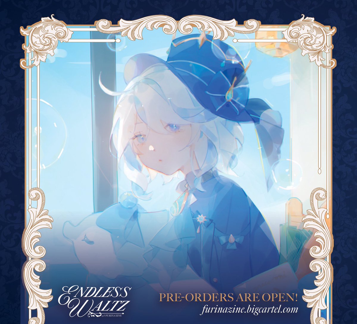 i drew furi and her salon solitaire for <a href="/furina_zine/">Endless Waltz: A Furina Zine</a> 💙

preorders open until dec 6 at furinazine.bigcartel.com!