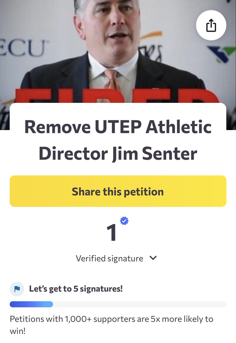 theUTEPnews's tweet image. Petition is up. 
Tired of losing. Tired of excuses. Tired of watching UTEP athletics get dragged deeper every year.
Jim Senter has had 8 years — and nothing to show for it.
Time for a change. You can sign here  c.org/mQ2Nsj2k7s