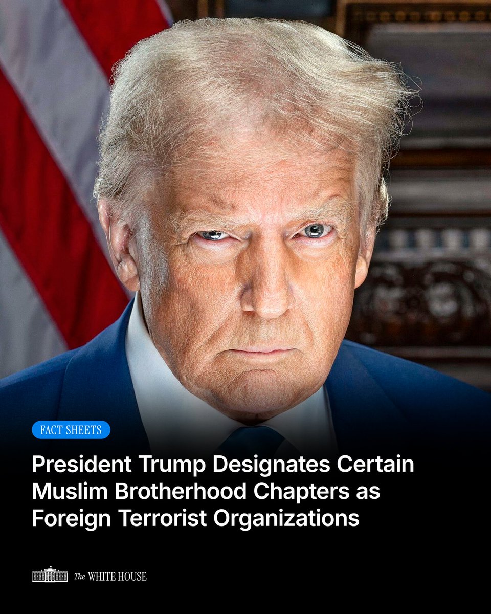 🚨 America will NOT tolerate those who fund &amp; fuel radical terrorism.

Today, President Trump took decisive action to secure America from terrorist threats by initiating the process to designate certain Muslim Brotherhood entities as Foreign Terrorist Organizations.