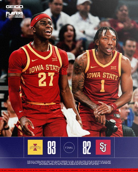 Iowa State pics up a HUGE victory over St. John’s at Michelob Ultra Arena 🌪️