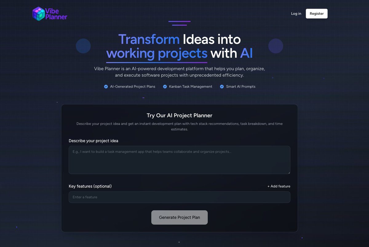 microDesignn's tweet image. VibeCodePlanner - Turns your project idea into an actionable dev workflow in minutes with prompts

I’ve just launched VibePlanner a tool built for devs like us to rapidly turn our SaaS ideas into backlog tasks and project boards. I’d love your feedback and honest impressions.…