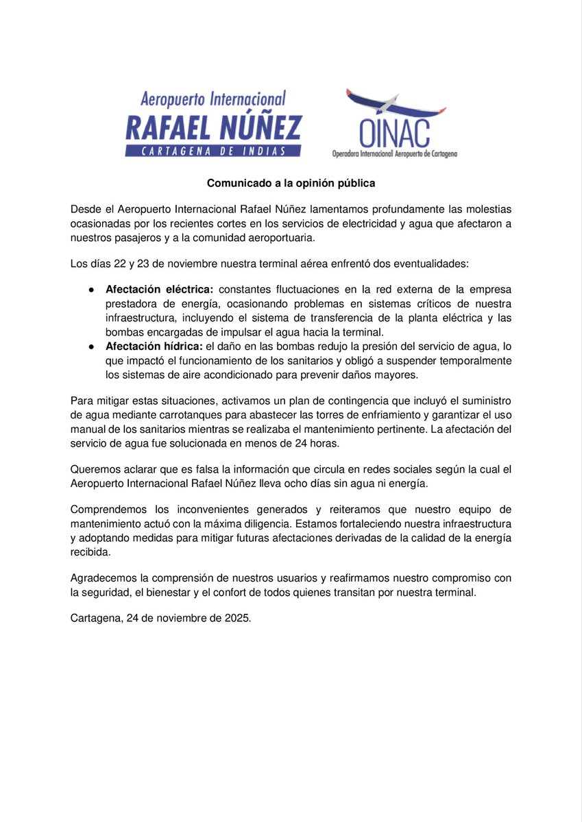 Comunicado a la opinión pública