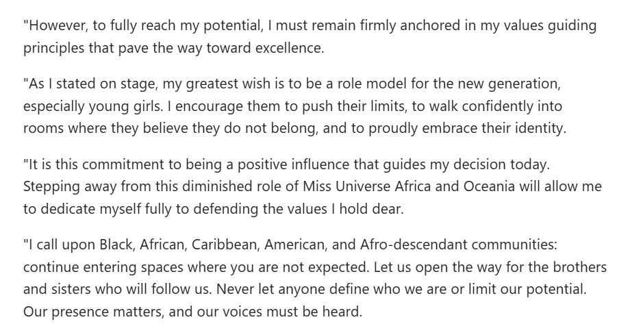 mcbl_1_8's tweet image. NEVER let anyone define who we are or limit our potential.
-Miss Universe Cote d&apos;Ivoire Olivia Yacé 
2025