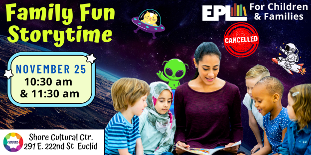 EuclidLibrary's tweet image. Get ready for fantasy and fun!
Join us for #storytime at the Shore Cultural Centre, 291 East 222 St. Euclid, Room 39 featuring songs, rhymes, and stories. Just stop by on November 25 at 10:30 am and 11:30 am. For children &amp;amp; families.
#OurEuclid