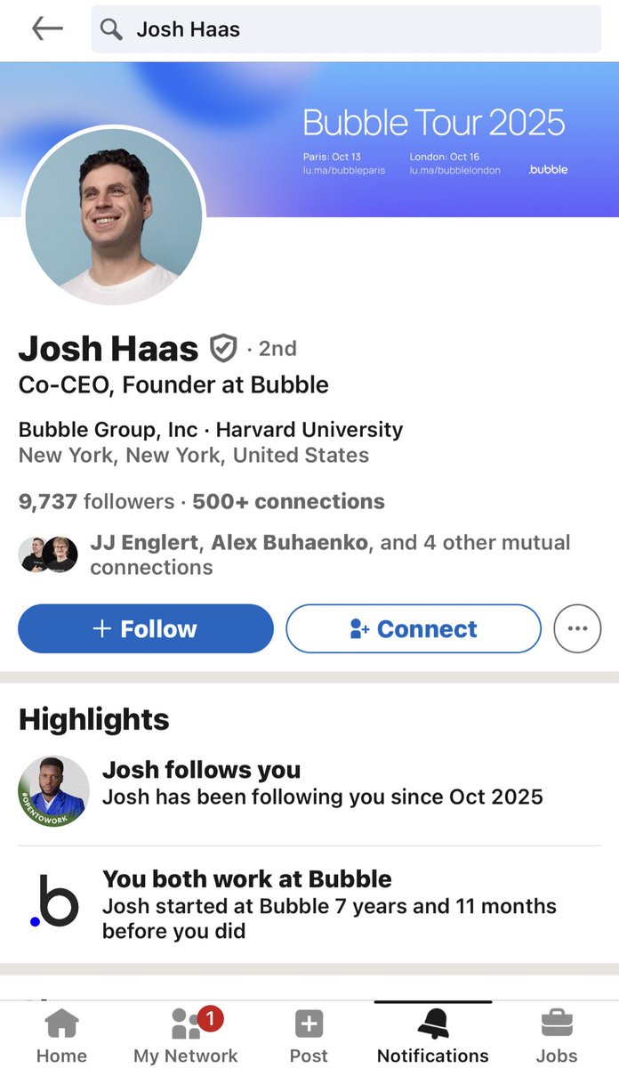 meTobilobaTech's tweet image. The Co-founder of @bubble just followed me 😳 
Is this a sign?? Cos I know things like this don’t just happen randomly 🙂

#NoCode #APIs #BubbleIo #TechInnovatives